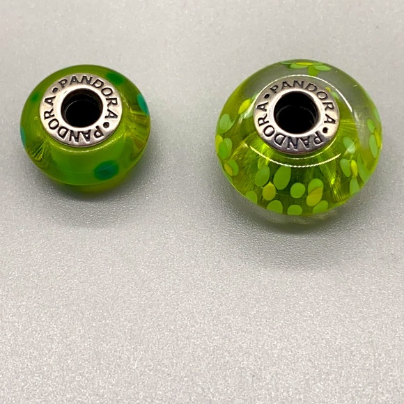 Pandora jumbo sized sterling silver murano glass beads, set of two for bracelet - Picture 7 of 7